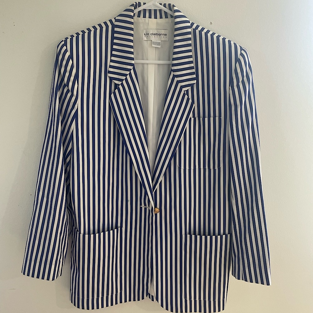 Vintage Liz Claiborne blue striped blazer